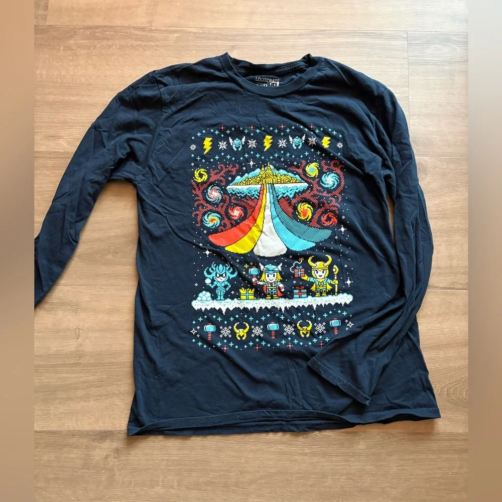 MARVEL Thor Holiday Long Sleeve Shirt - Picture 1 of 3